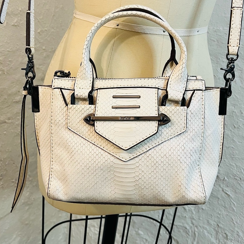 Botkier Dylan White Leather Snakeskin Small Satchel Bag
